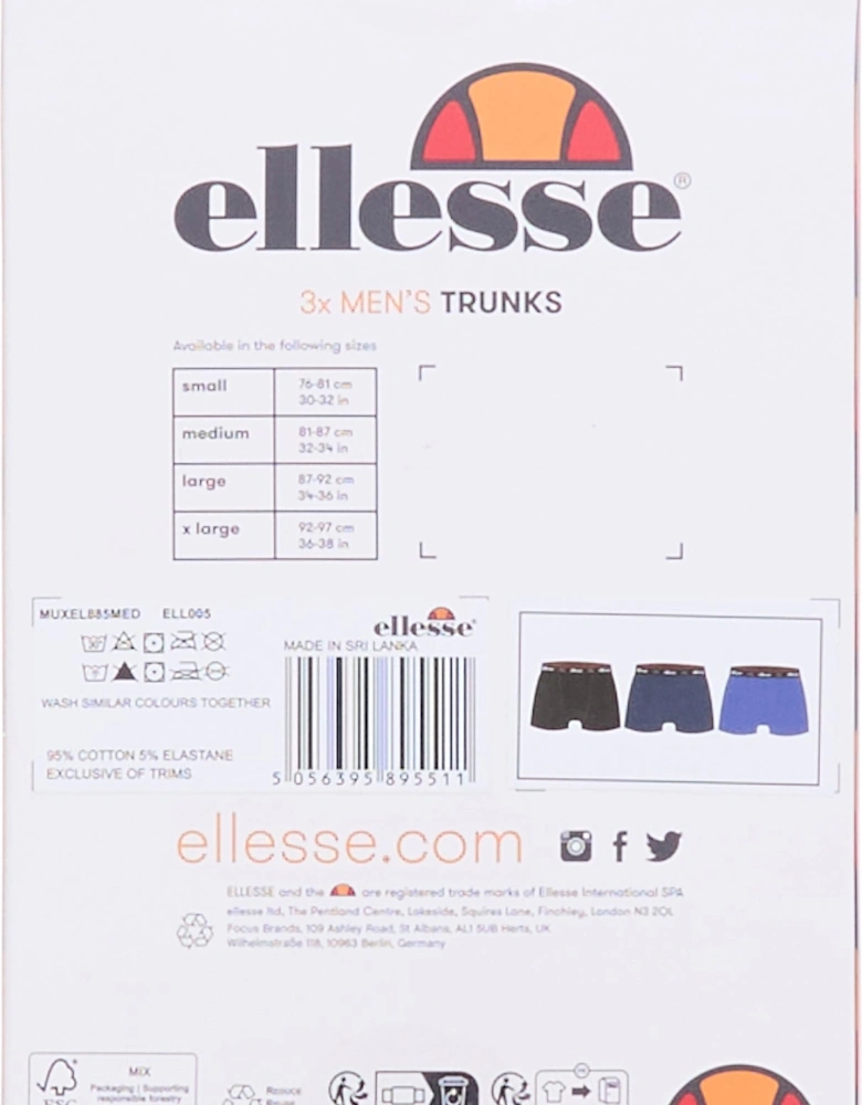 Muxel885 3 Pk Boxers - Black/Navy/Blue