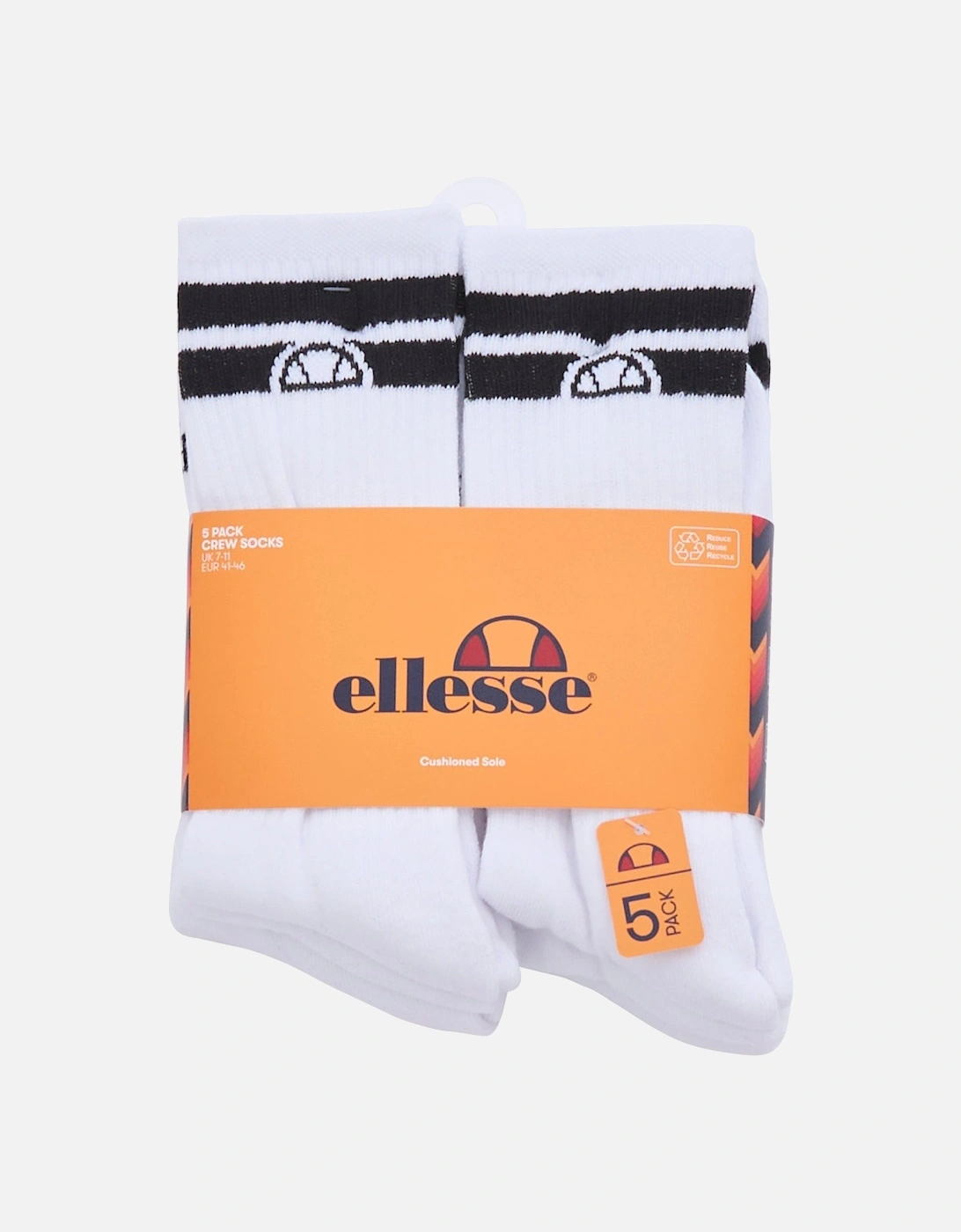 Mshel1781 5Pk Crew Socks Black Double Stripe White - White, 2 of 1