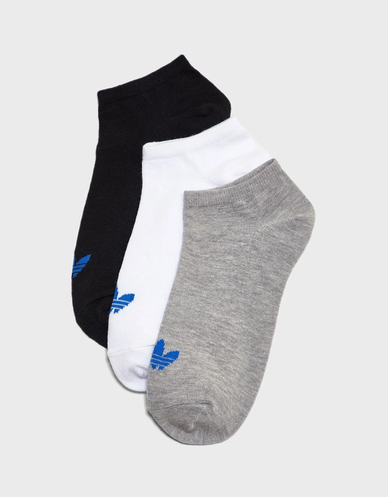 No Show Unisex Socks - 3 Pack - Grey/Black/White
