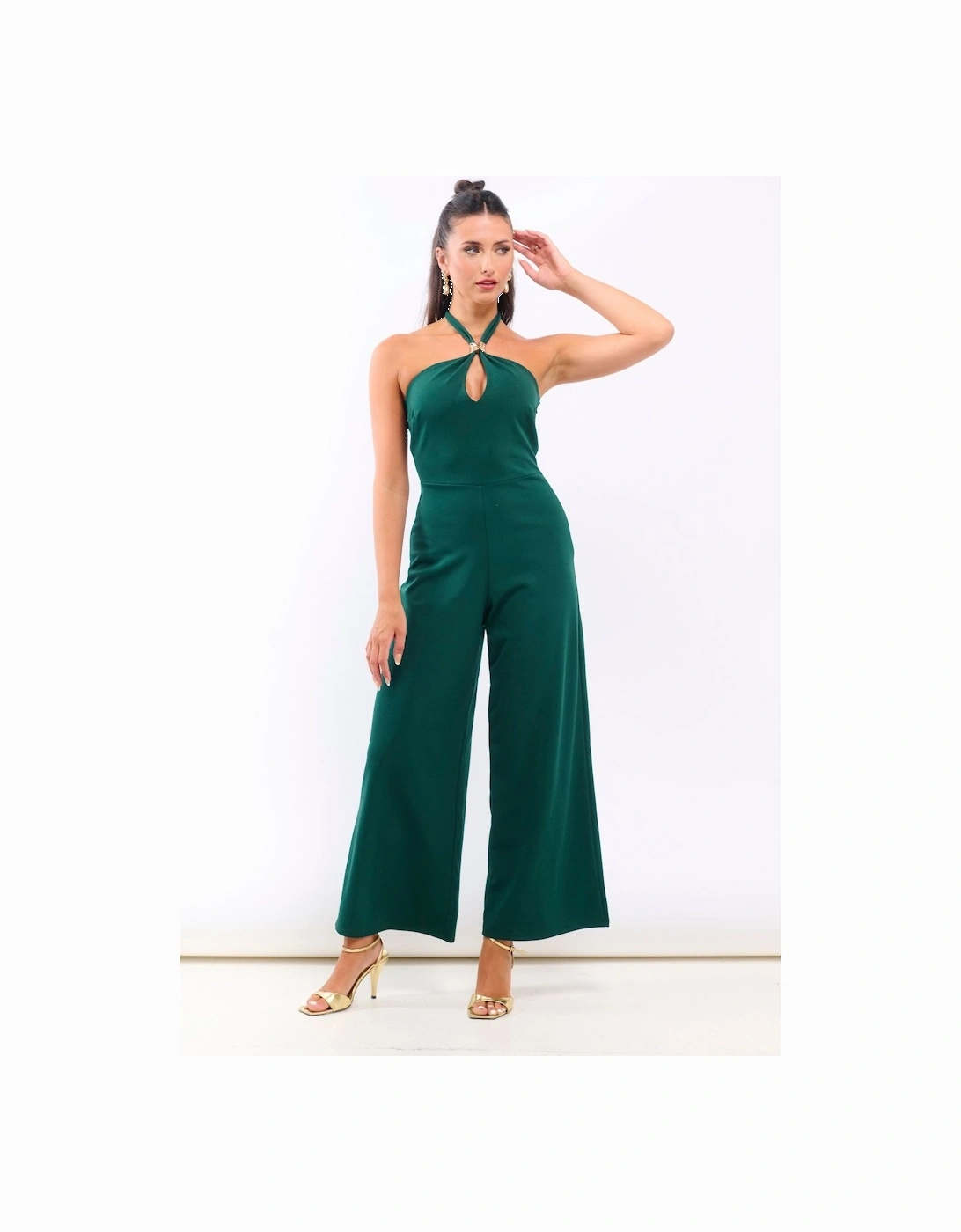 Green Hardware Halterneck Jumpsuit, 2 of 1