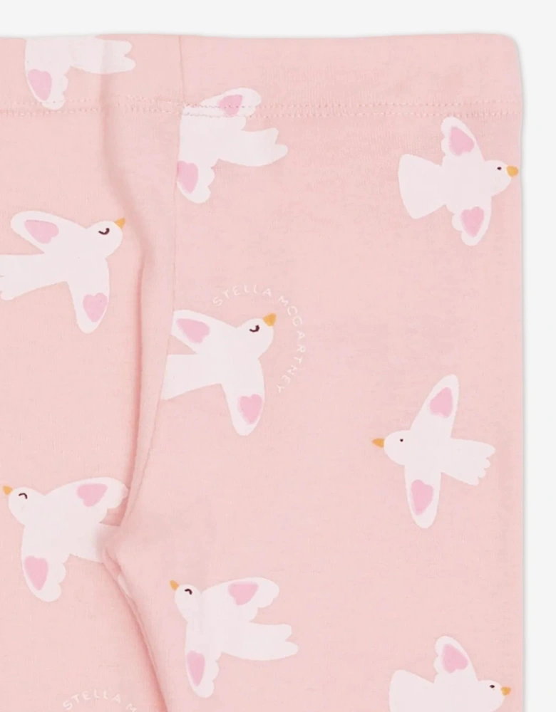 Baby Girls Birds AOP Leggings in Pink