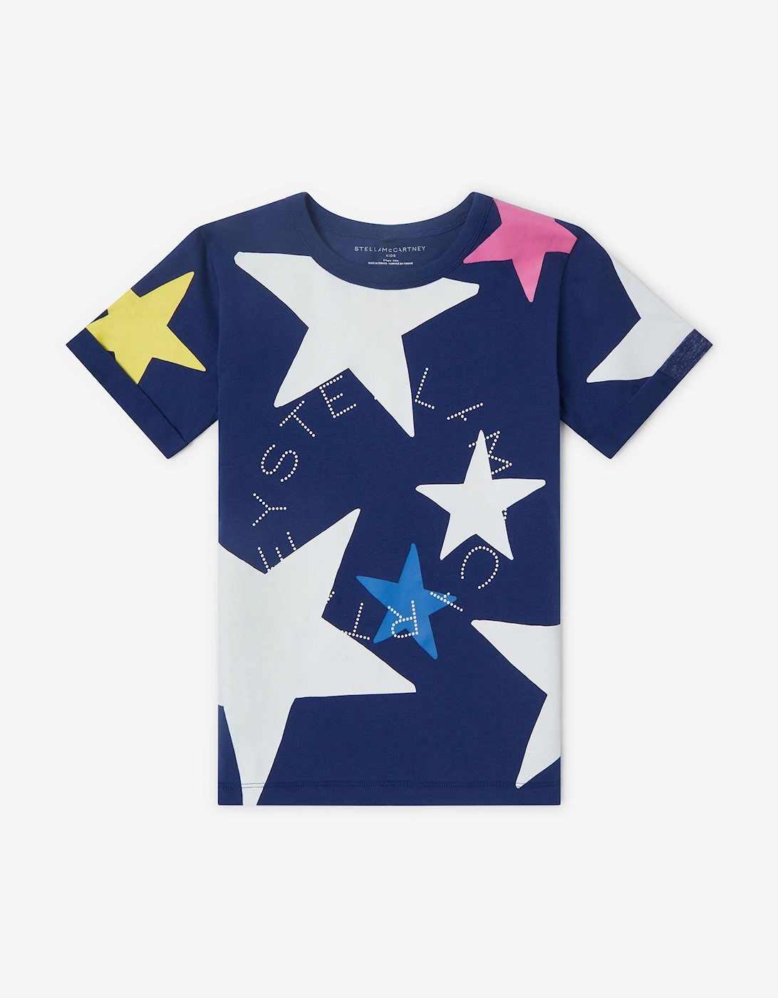 Girls Star Print Logo T-Shirt in Blue, 5 of 4