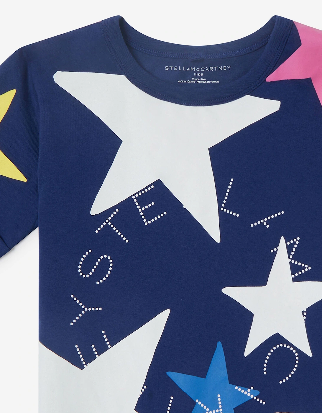 Girls Star Print Logo T-Shirt in Blue