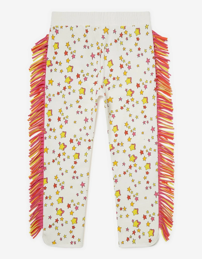 Girls Fringed Star Joggers in Ivory