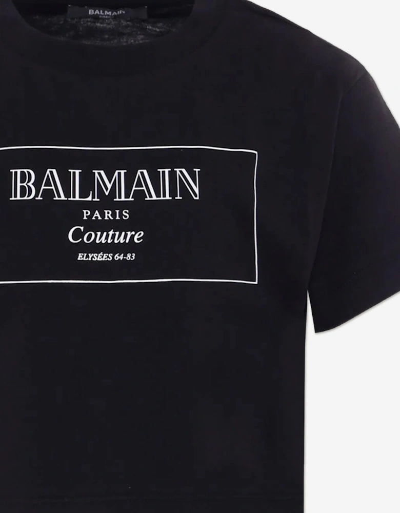 Girls Logo Print T-Shirt in Black