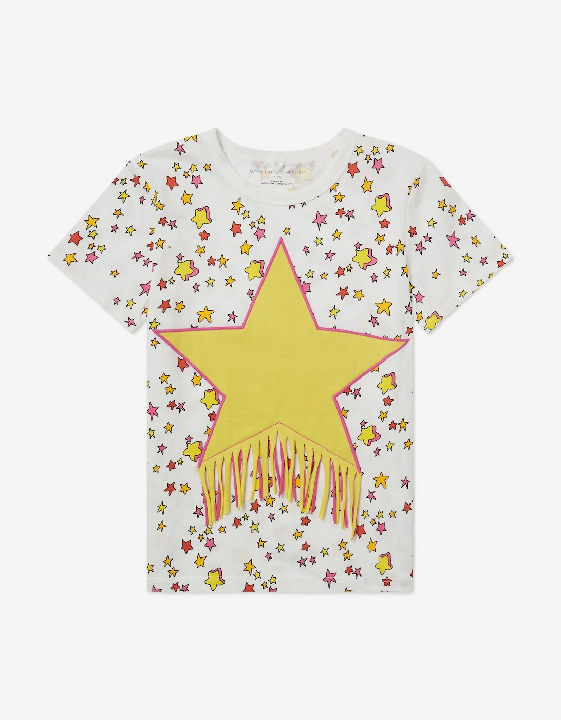 Girls Fringed Star T-Shirt in Ivory, 5 of 4
