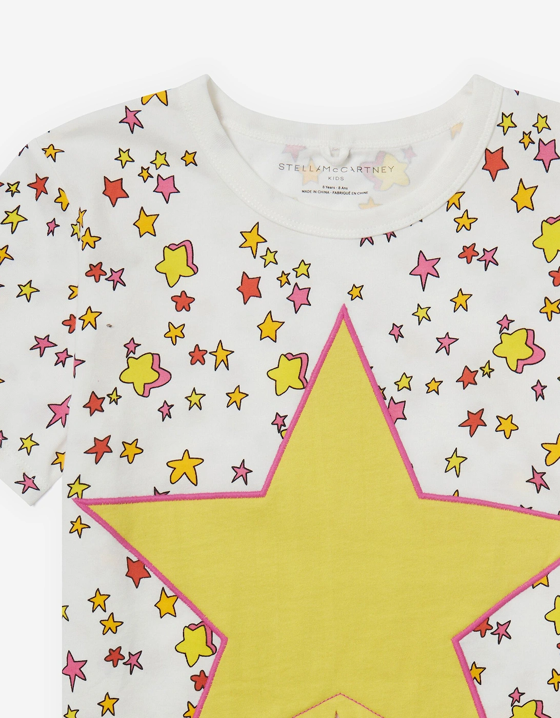 Girls Fringed Star T-Shirt in Ivory