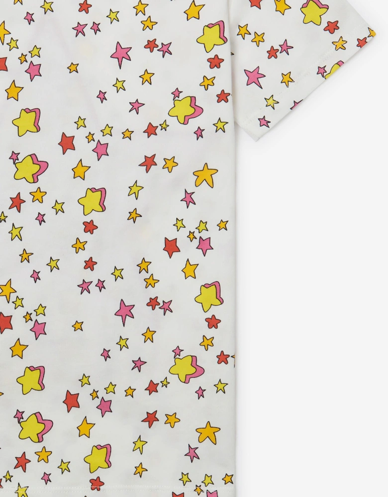 Girls Fringed Star T-Shirt in Ivory