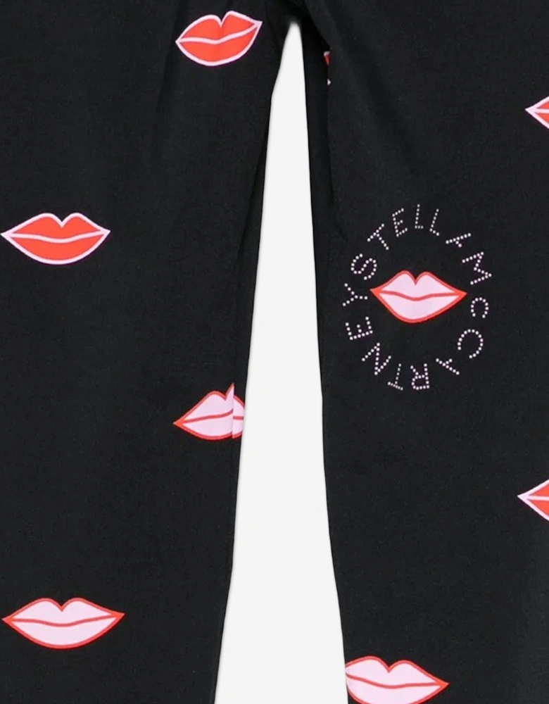 Girls Lips AOP Leggings in Black