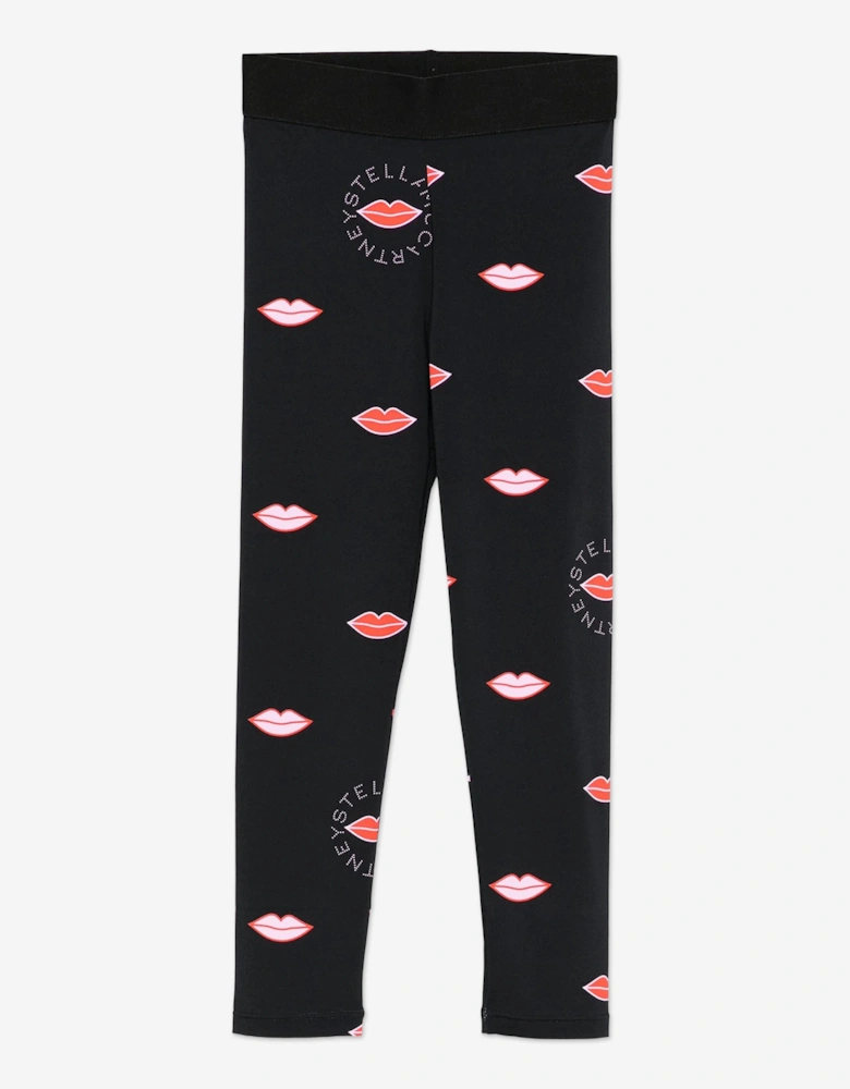 Girls Lips AOP Leggings in Black