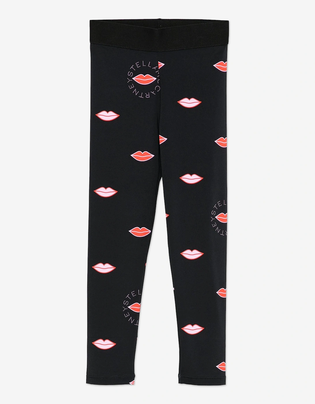 Girl's Stella McCartney Girls Lips AOP Leggings in Black - Size: 10 years