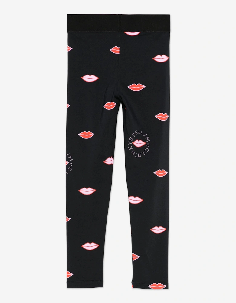 Girls Lips AOP Leggings in Black
