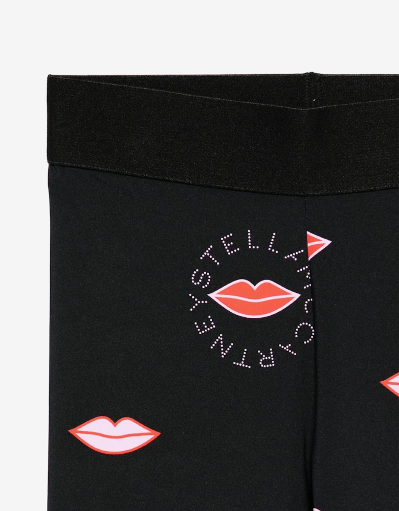 Girls Lips AOP Leggings in Black