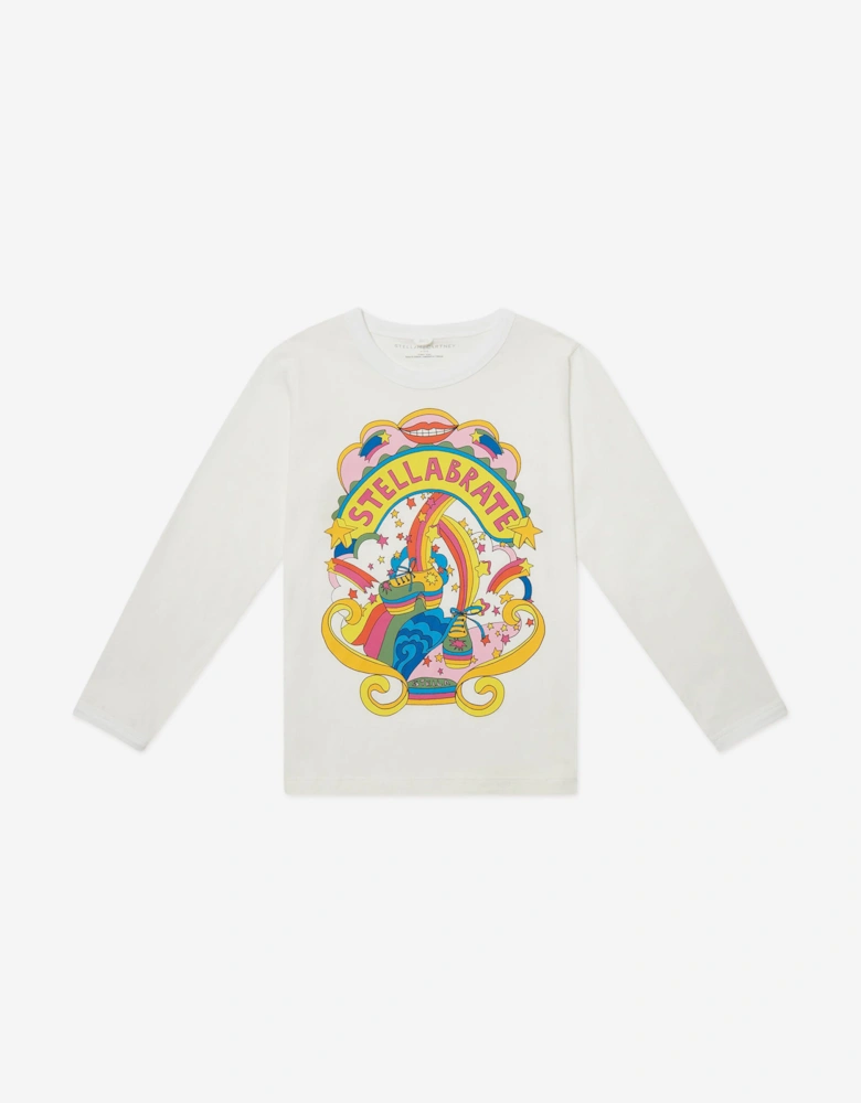 Girls Long Sleeve Stellabrate T-Shirt in Ivory