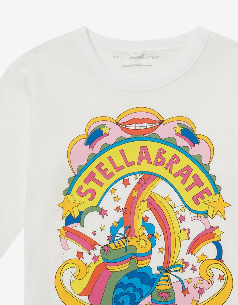 Girls Long Sleeve Stellabrate T-Shirt in Ivory