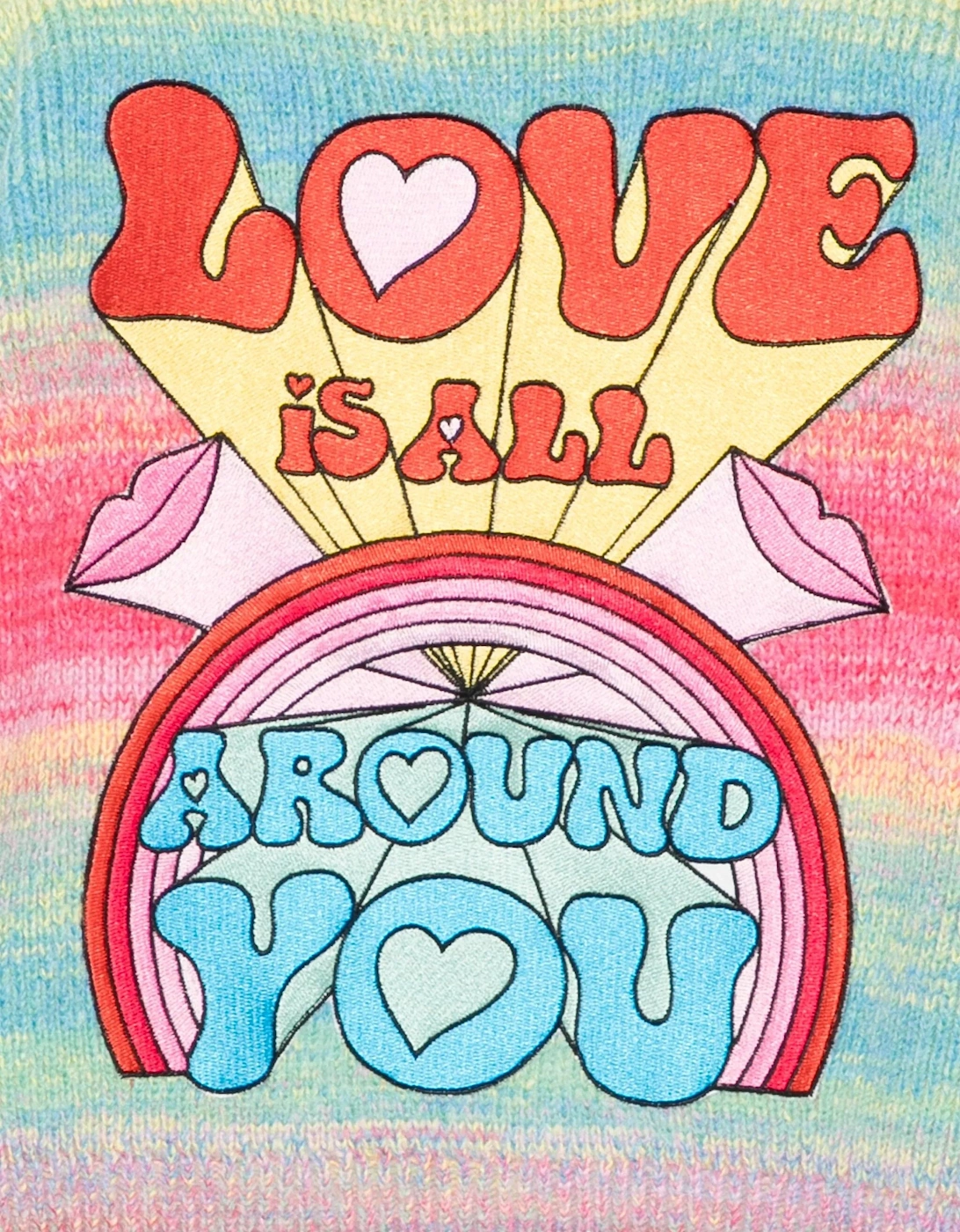 Girls Striped Love Jumper in Multicolour