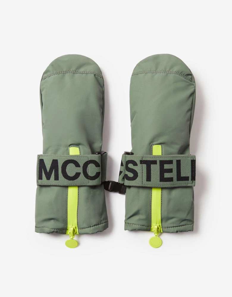 Boys Logo Ski Mittens in Green