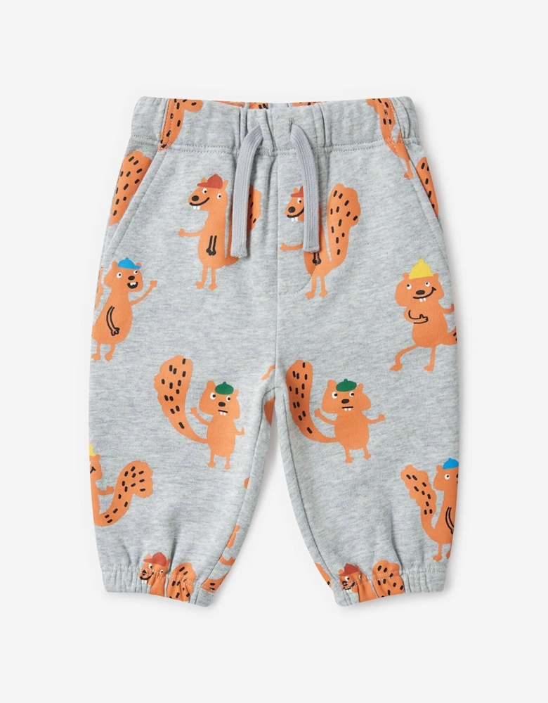 Baby Boys Squirrels AOP Joggers in Grey