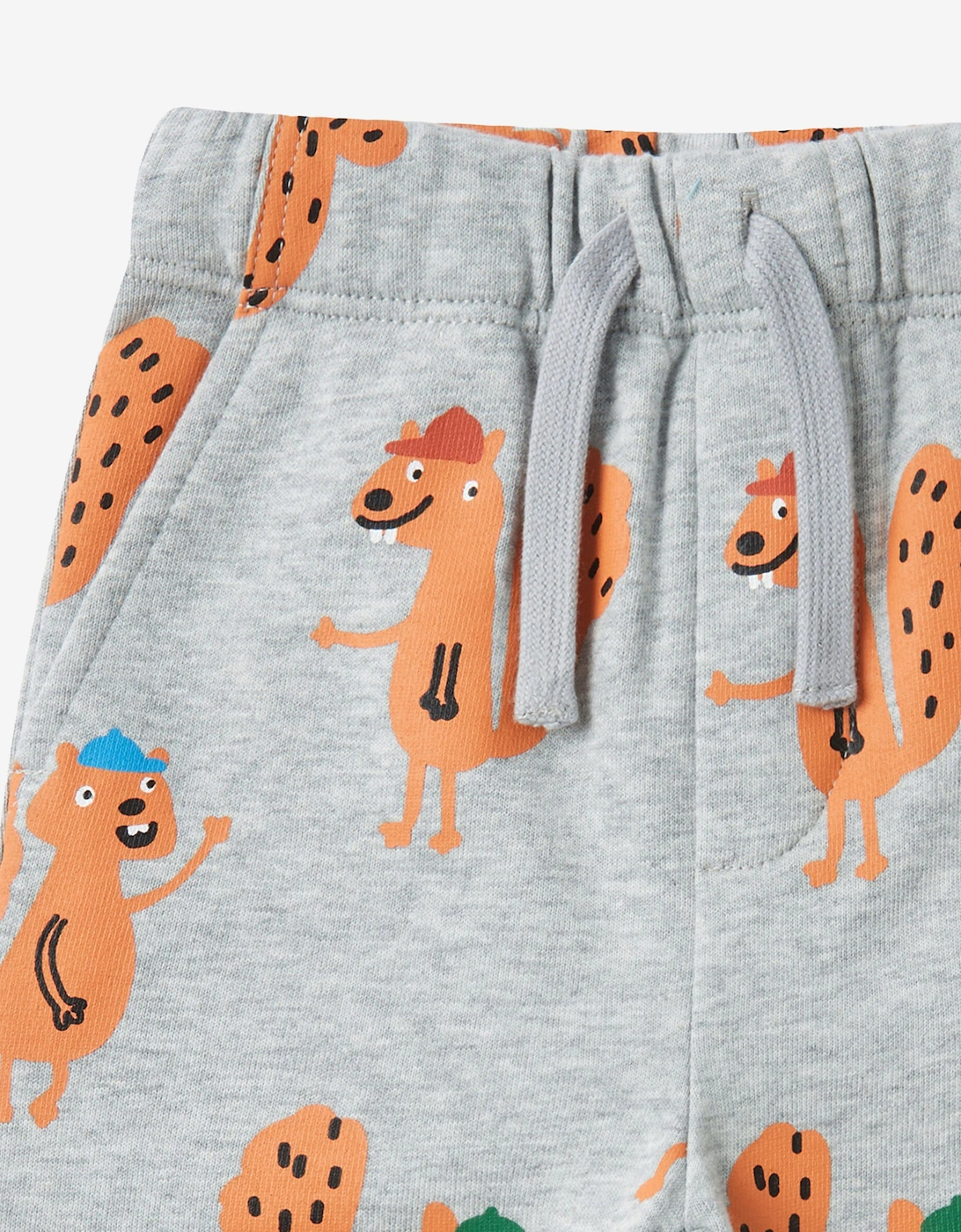 Baby Boys Squirrels AOP Joggers in Grey