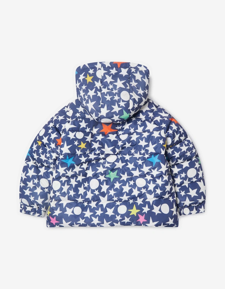 Girls Stars Puffer Jacket in Blue