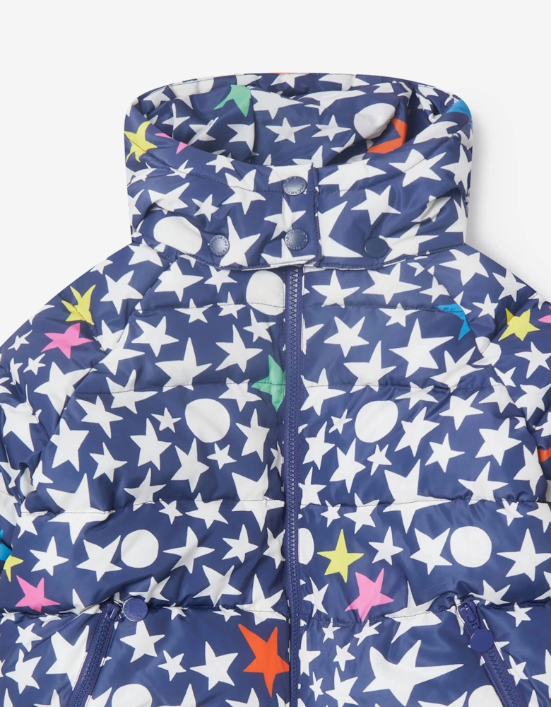 Girls Stars Puffer Jacket in Blue