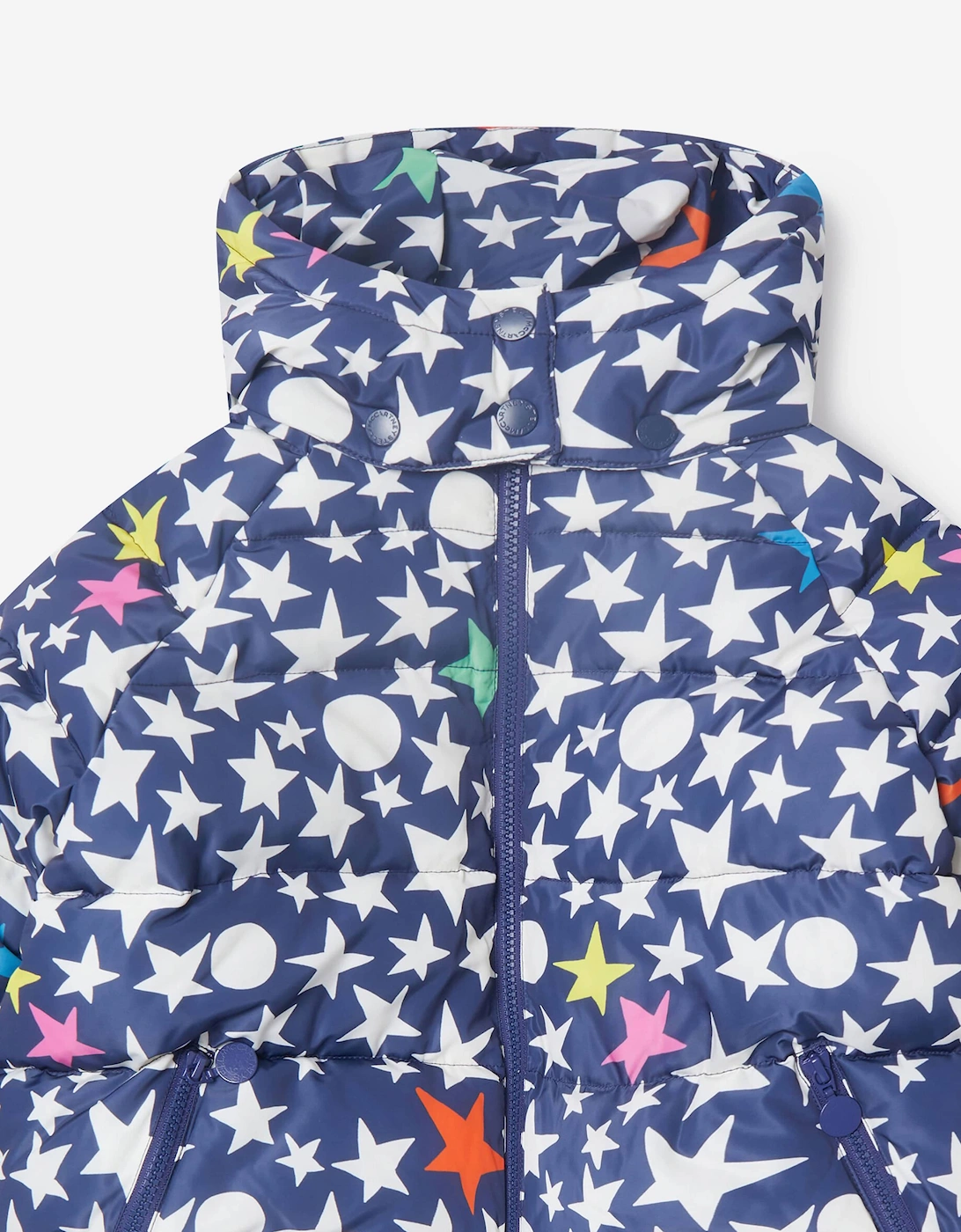 Girls Stars Puffer Jacket in Blue