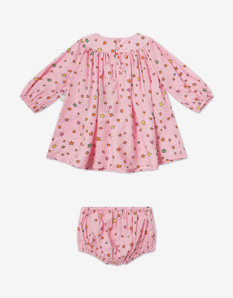 Baby Girls Star Dress with Knickers in Pink