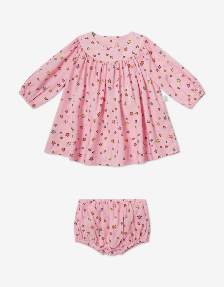 Baby Girls Star Dress with Knickers in Pink