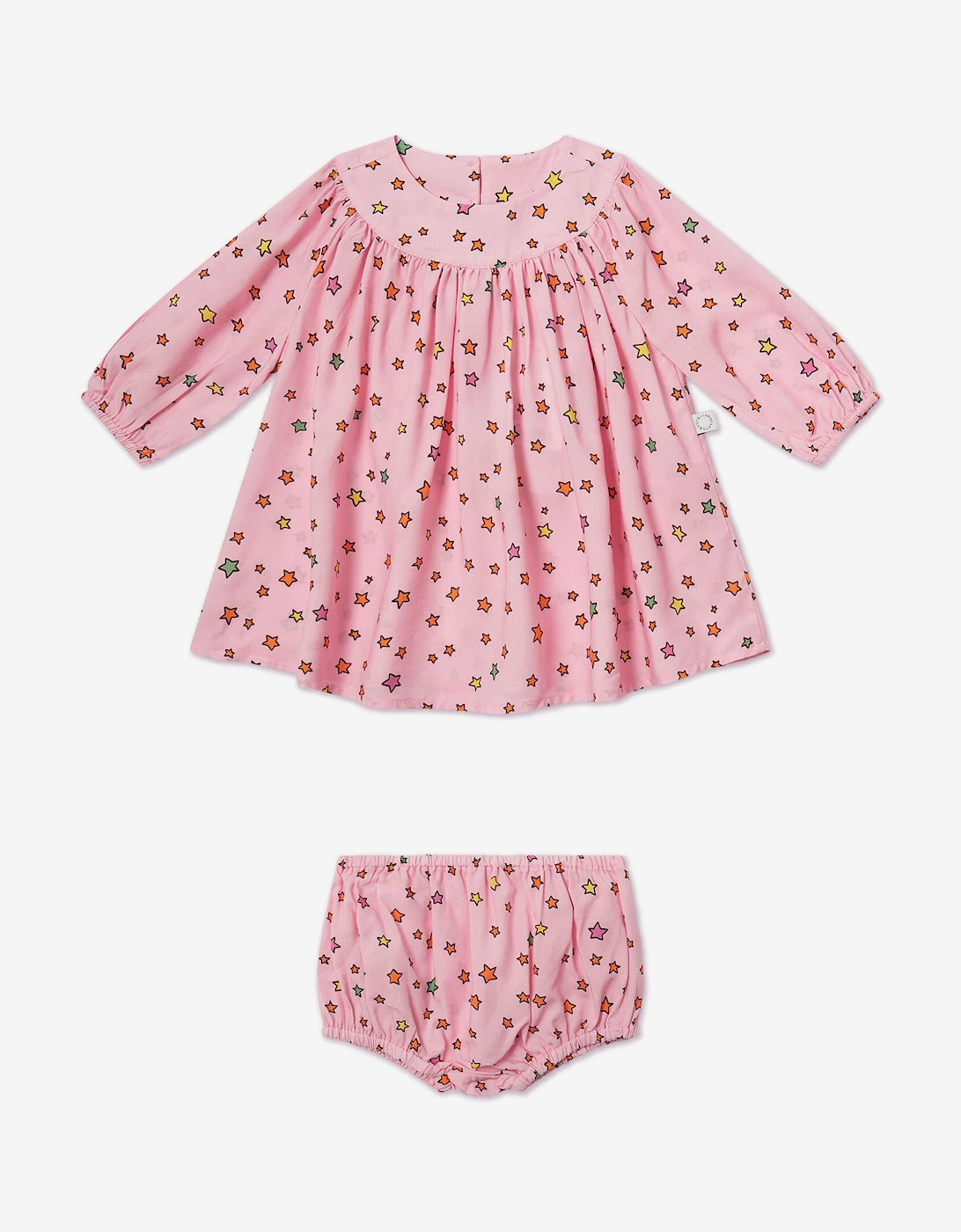 Baby Girls Star Dress with Knickers in Pink, 5 of 4