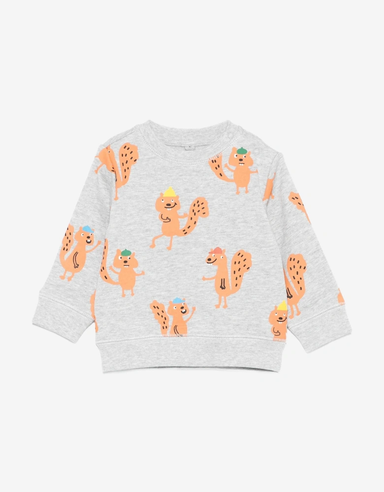Baby Boys Squirrels AOP Sweatshirt in Grey