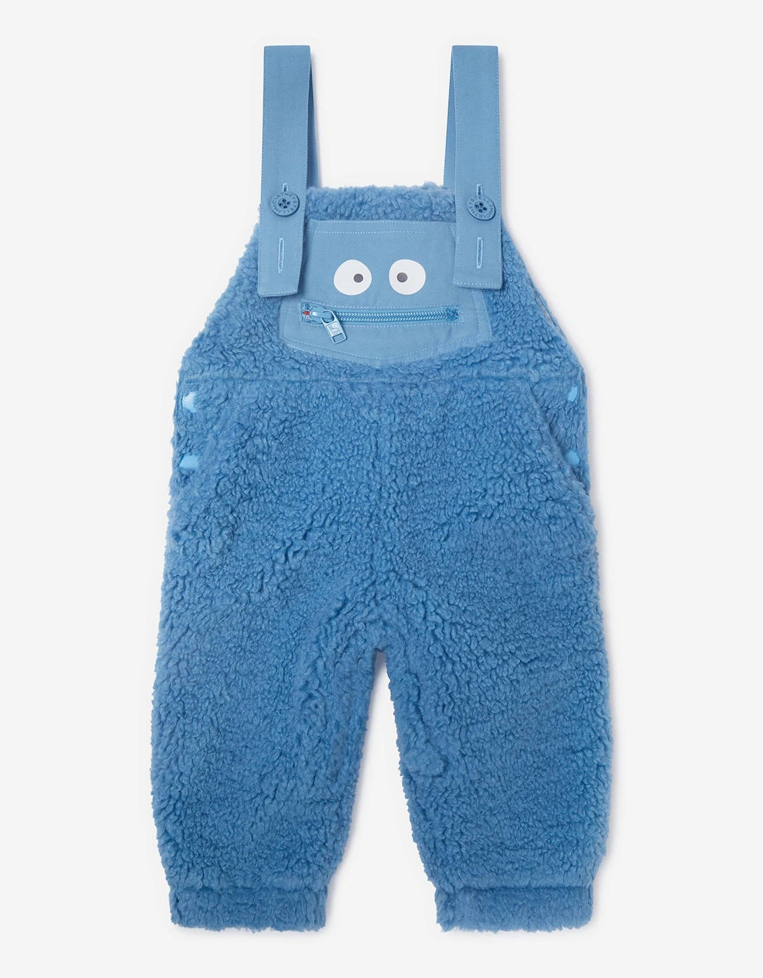 Baby Boys Teddy Fleece Dungarees in Blue, 5 of 4