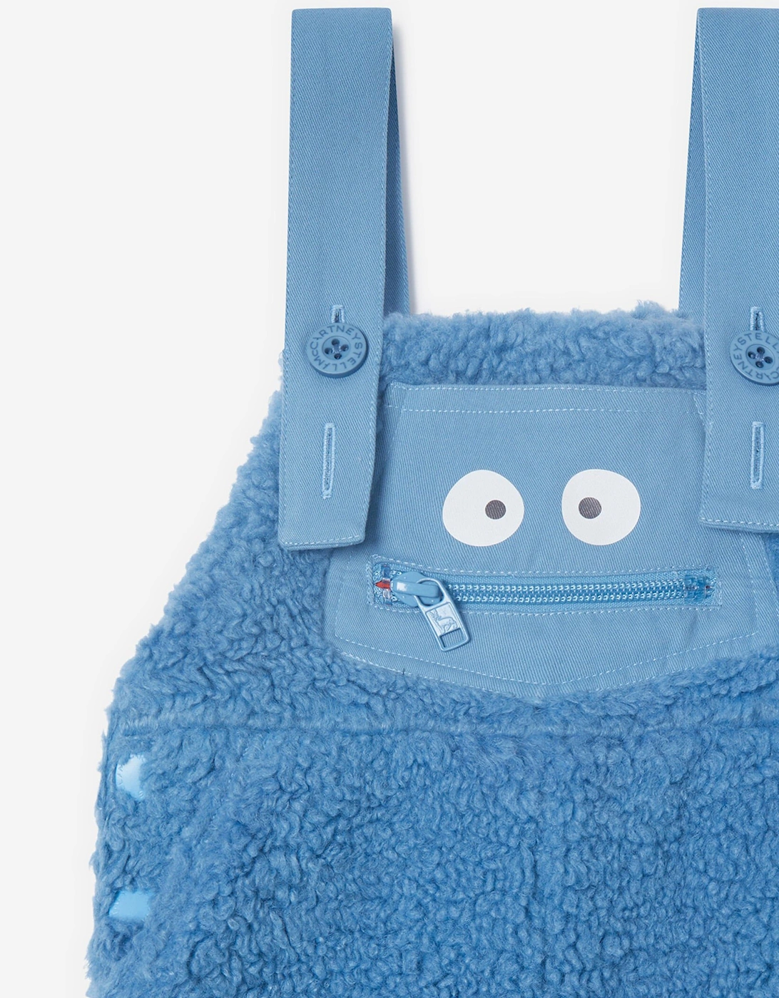 Baby Boys Teddy Fleece Dungarees in Blue