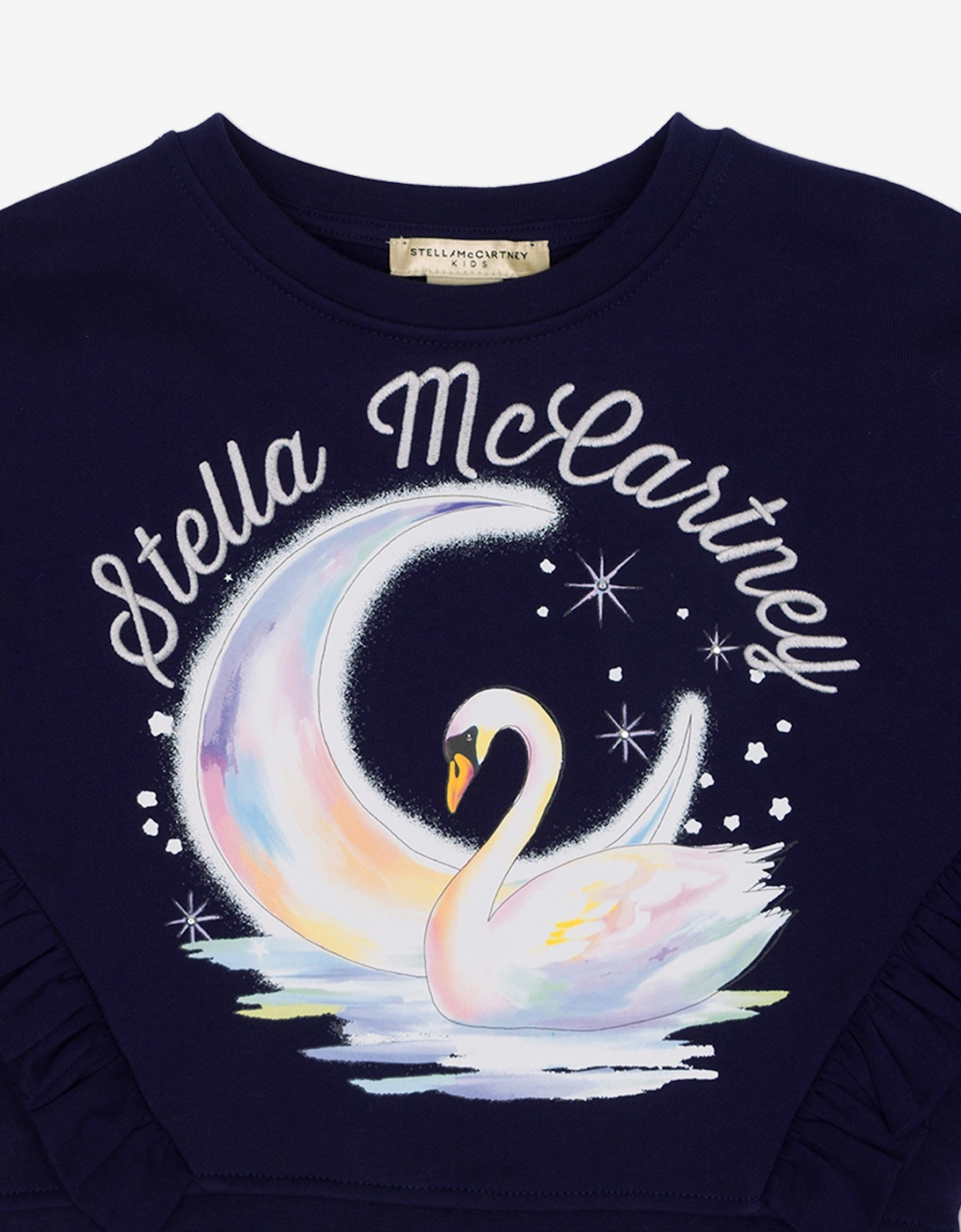 Girls Swan Sweatshirt in Navy