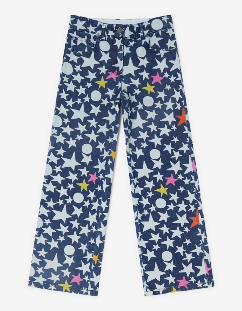 Girls Wide Leg Star Jeans in Blue