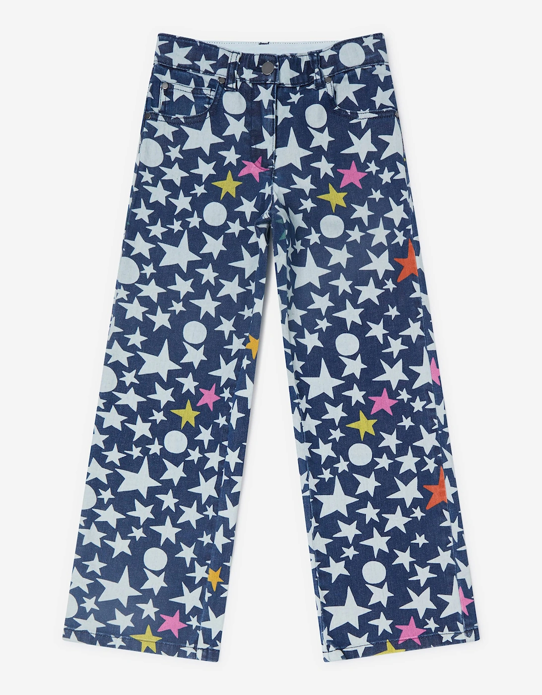 Girls Wide Leg Star Jeans in Blue, 5 of 4