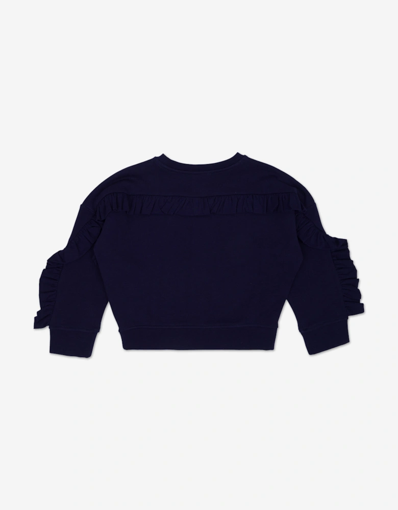 Girls Swan Sweatshirt in Navy