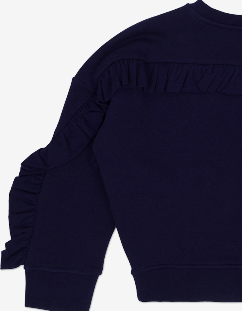 Girls Swan Sweatshirt in Navy