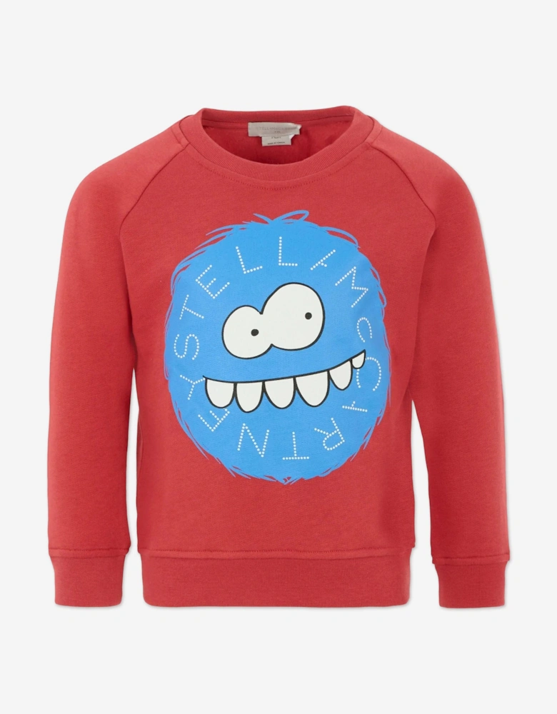 Boys Monster Logo Sweatshirt in Red