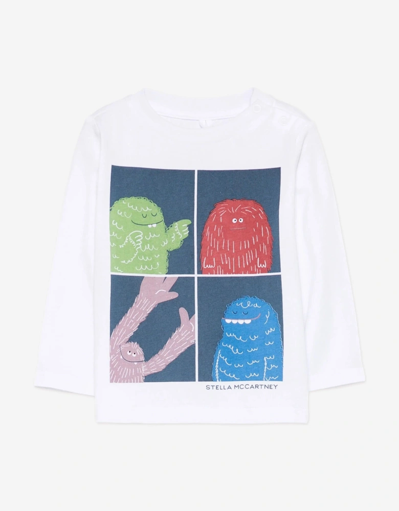 Baby Boys Long Sleeve Monster T-Shirt in White