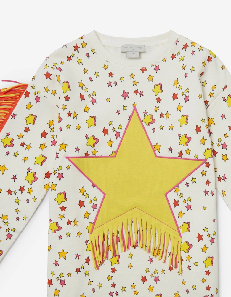 Girls Star Sweater Dress in Ivory