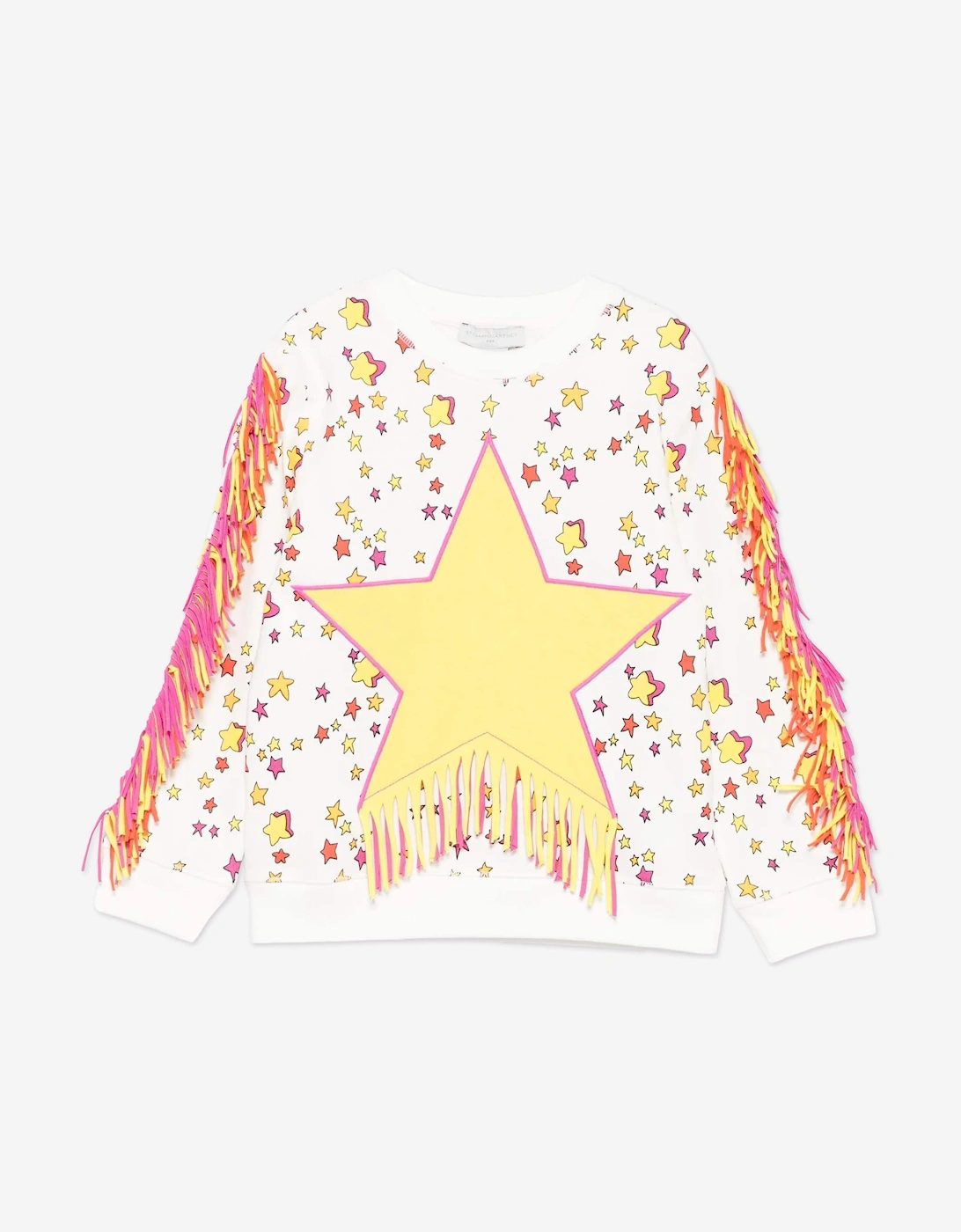 Stella Mccartney Girls Cream Fringed Star Sweatshirt In Ivory - : 5 Years Size 5 Yrs Kids