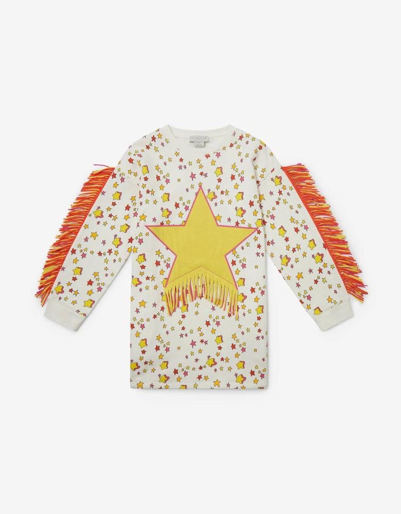 Girls Star Sweater Dress in Ivory