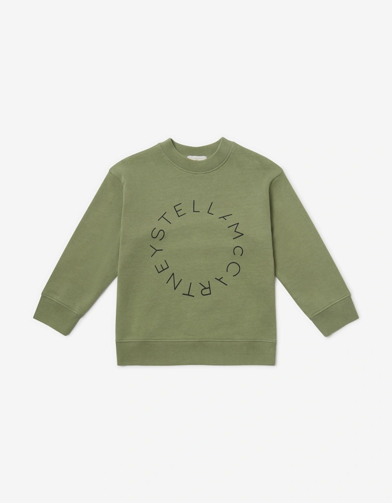 Boys Logo Print Sweatshirt in Green