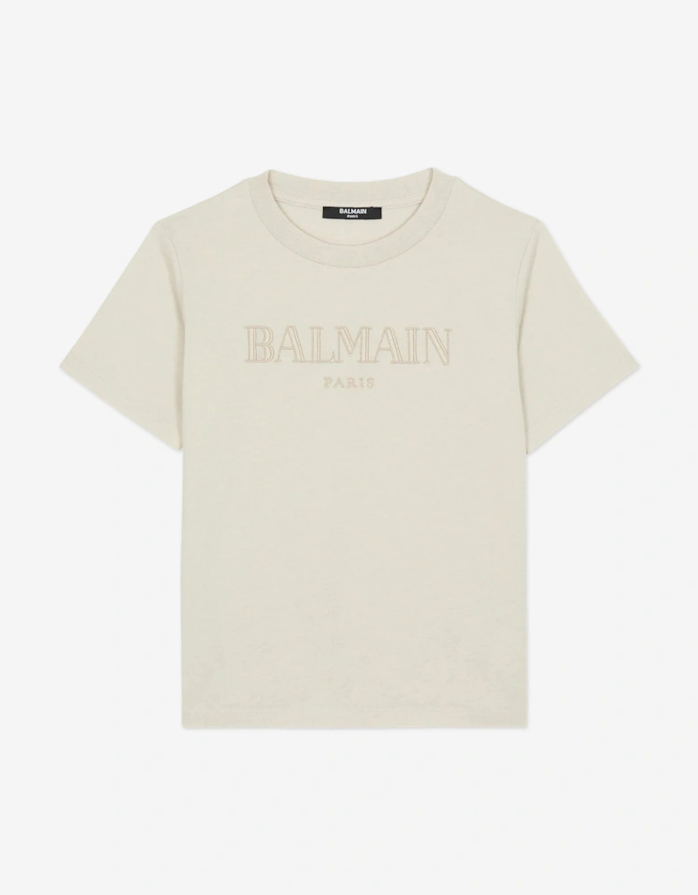 Boys Logo T-Shirt in Beige