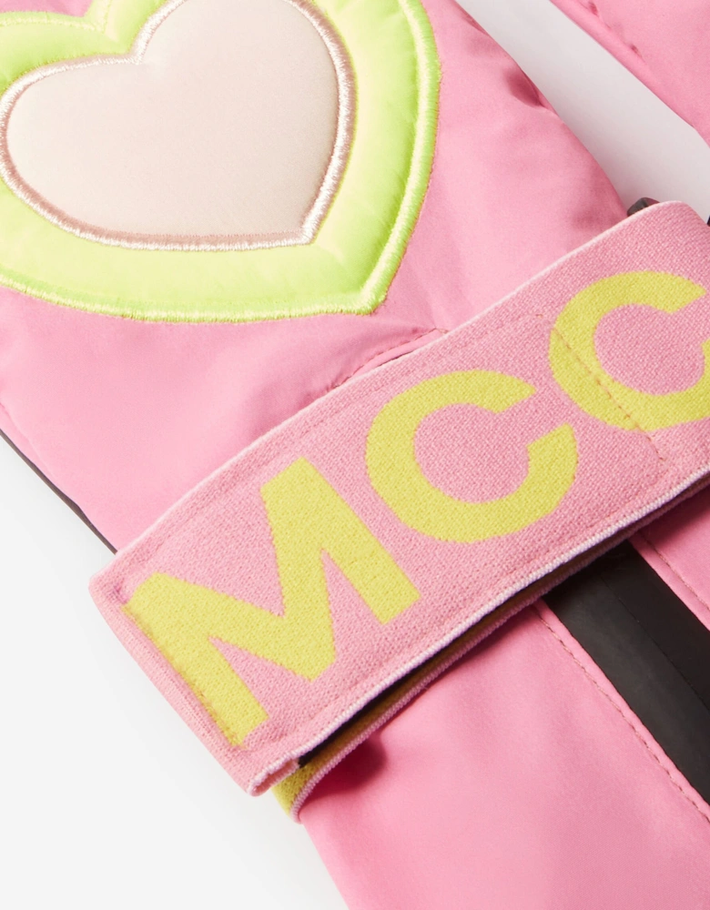 Girls Heart Ski Mittens in Pink