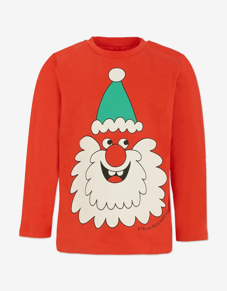 Kids Long Sleeve Santa T-Shirt in Red