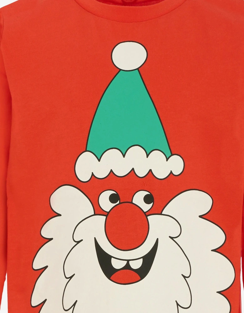 Kids Long Sleeve Santa T-Shirt in Red