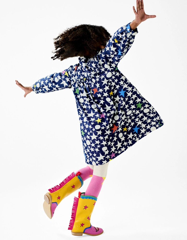 Girls Stars Shirt Dress in Blue