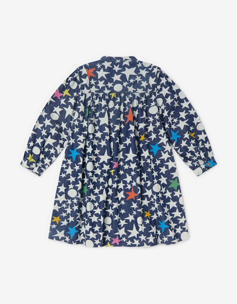 Girls Stars Shirt Dress in Blue