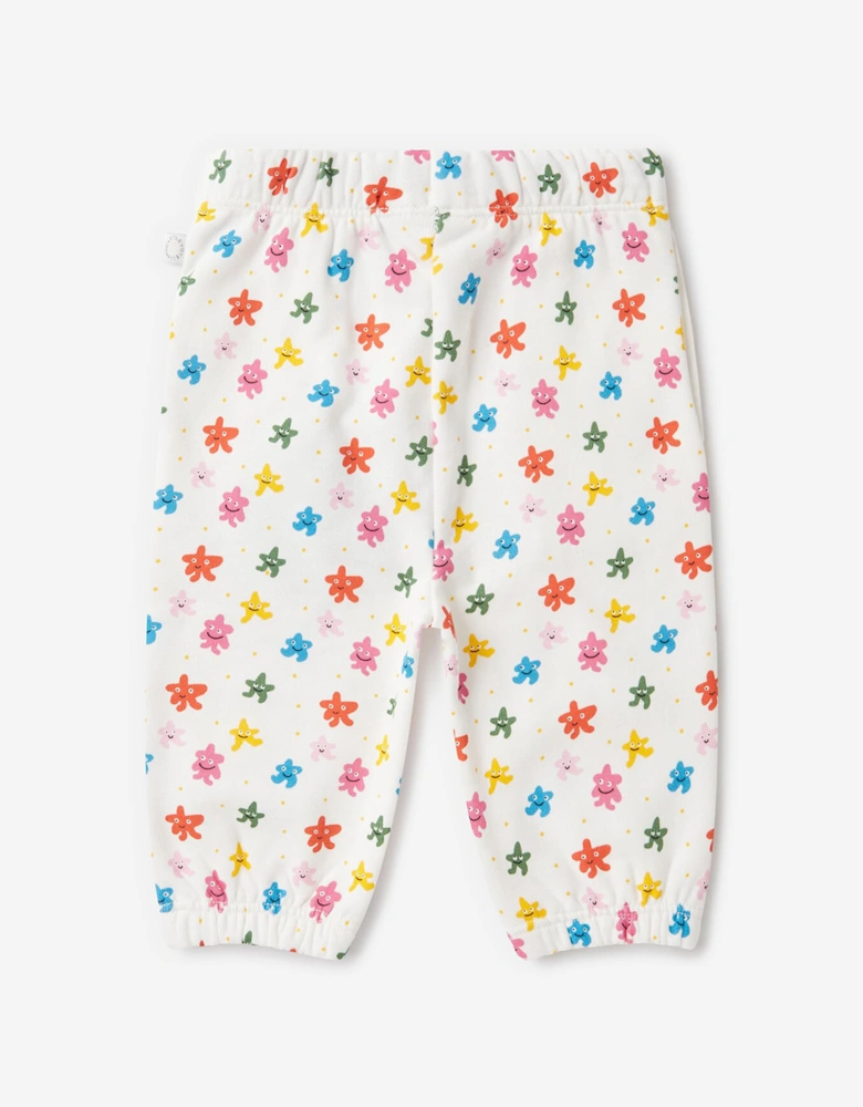 Baby Girls Star Print Joggers in Ivory
